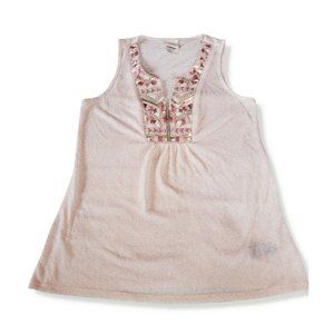 Knox Rose Top Womens Small Pink Sleeveless Embroidered